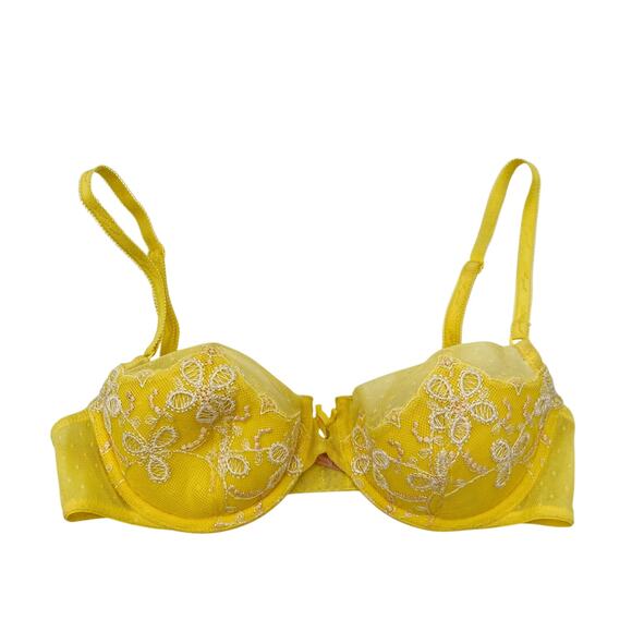 Victoria's Secret Angel's Y2K 2007 Balconet Yellow Lace Bra - Picture 2 of 5
